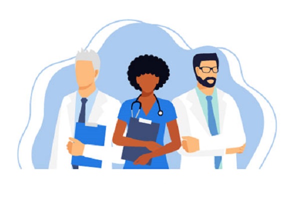 Illustration of two doctors and a nurse